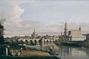 Bernardo Bellotto - Dresden vom rechten Elbufer unterhalb der Augustusbrücke: Das weltbekannte Gemälde mit der Augustusbrücke, der Hofkirche und Frauenkirche