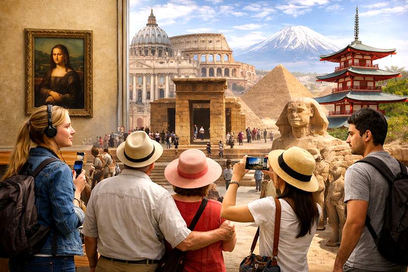 Kulturreise zu berühmten Museen und historischen Sehenswürdigkeiten weltweit.