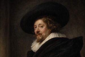 Peter Paul Rubens: Selbstporträt des flämischen Barockmalers mit schwarzem Hut und weißer Halskrause