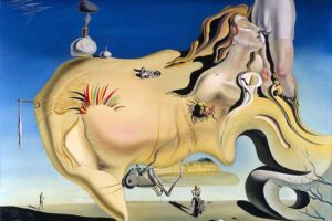 Salvador Dalí - Der große Masturbator (El Grand Masturbateur): Darstellung einer surrealistischen Landschaft